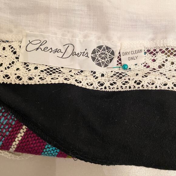 VNTG Chessa Davis Women's Maxi Skirt XS/S Multi Tapestry Velvet Lace 70s Boho - Picture 3 of 11
